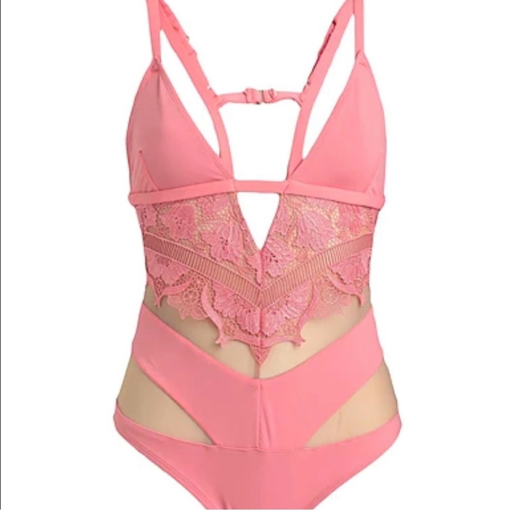 Pink Lace For Love & Lemons One Piece Swimsuit